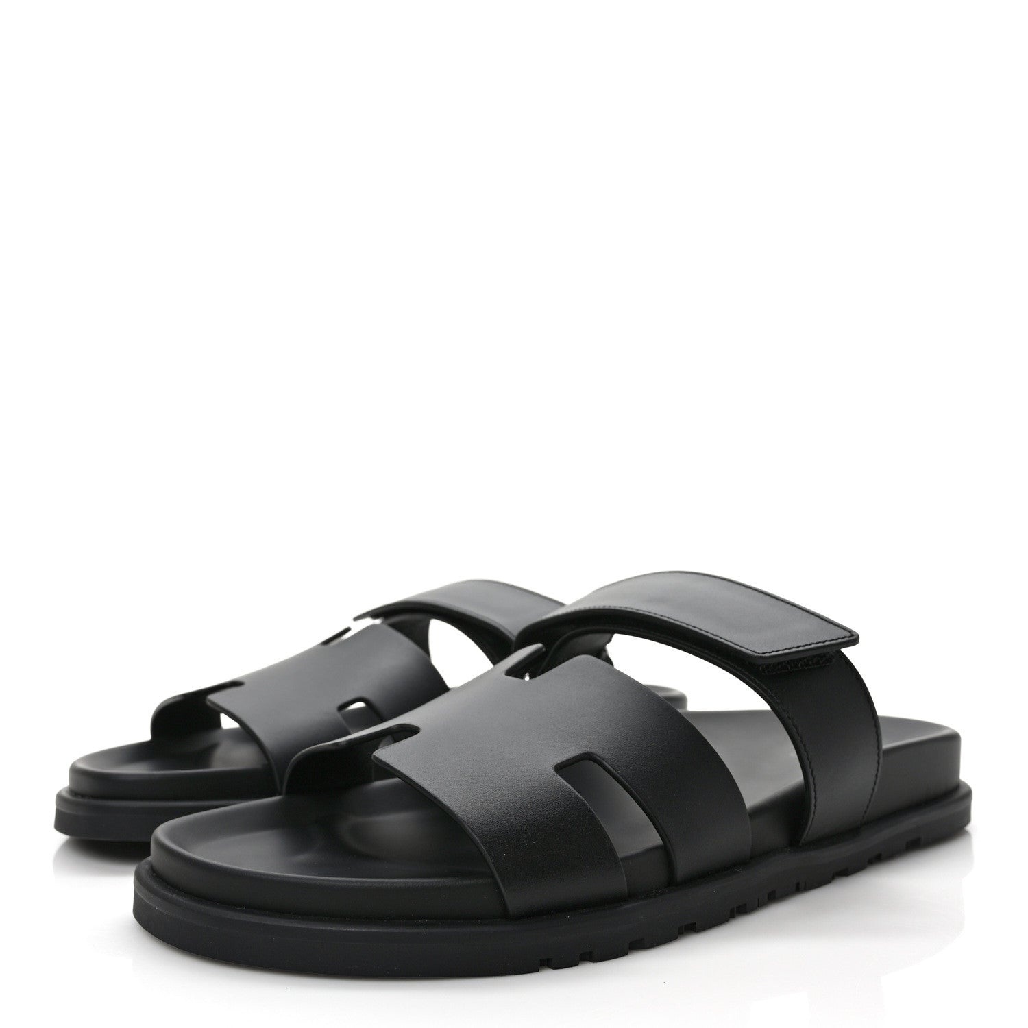 Hermes Calfskin Mens Chypre Sandals 42.5 Black 3 of 7