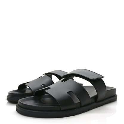 Hermes Calfskin Mens Chypre Sandals 42.5 Black 3 of 7