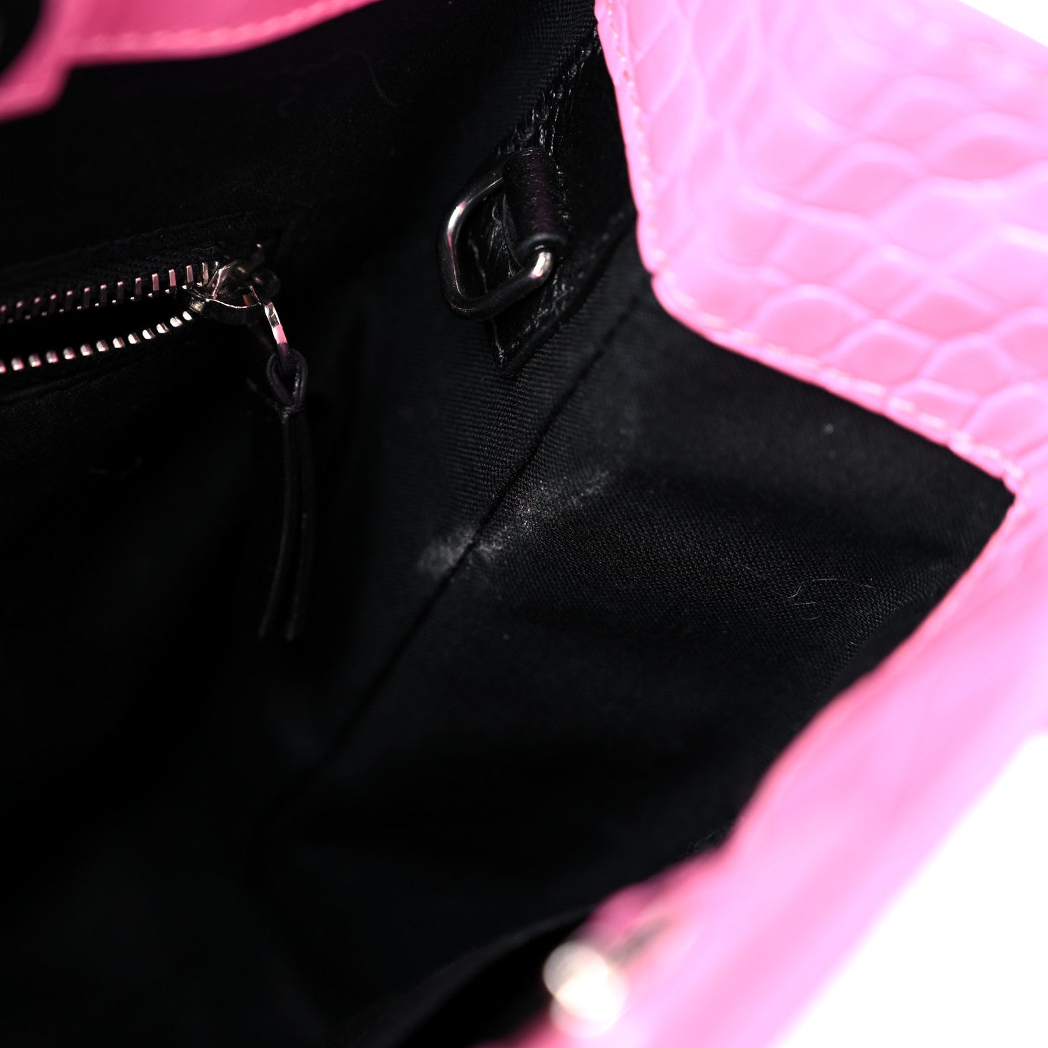 Balenciaga Shiny Calfskin Logo Crocodile Embossed North South Shopper Tote XXS Rose Black 11 of 17