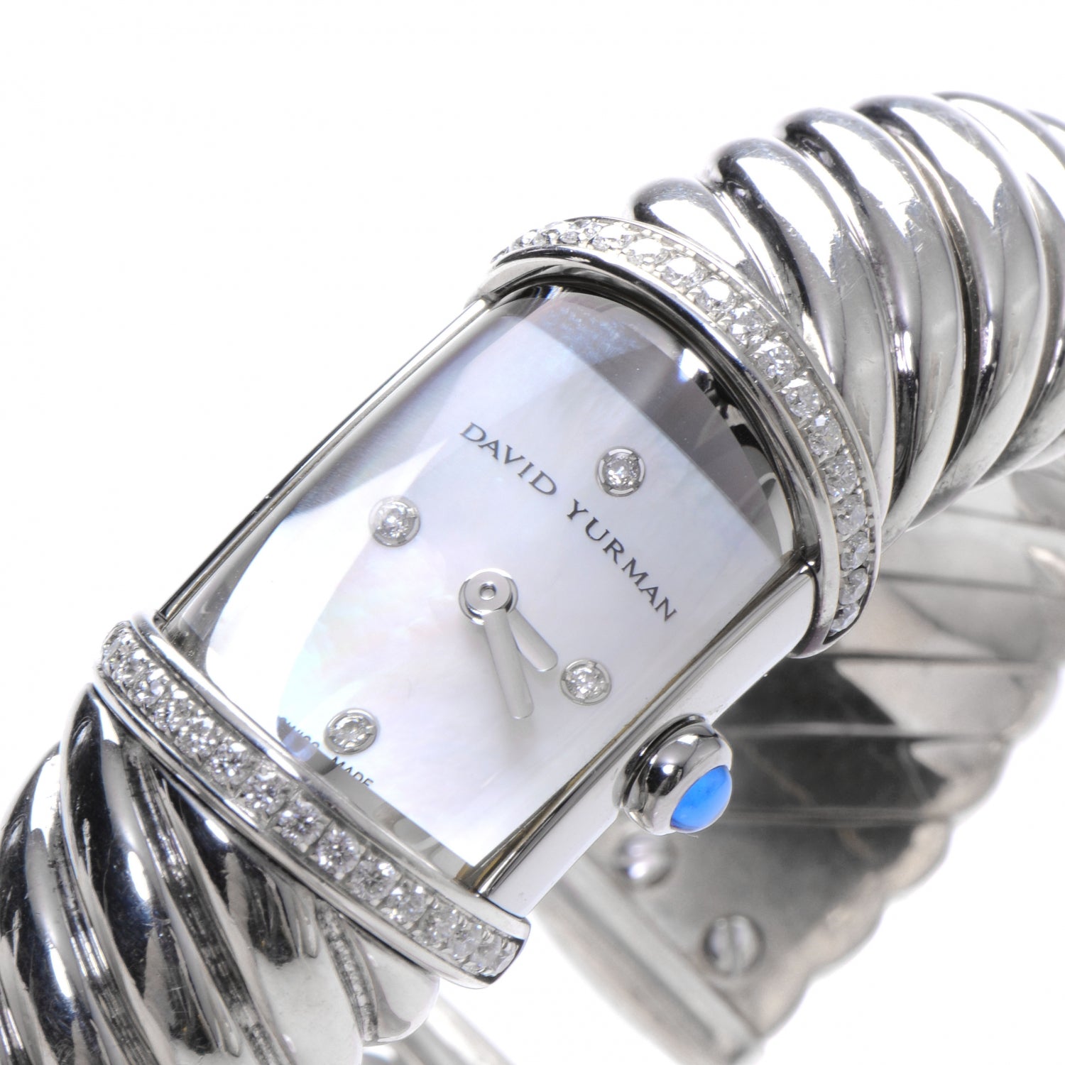 David Yurman Sterling Silver Diamond Bezel Mother of Pearl 19mm Waverly Quartz Watch 4 of 8