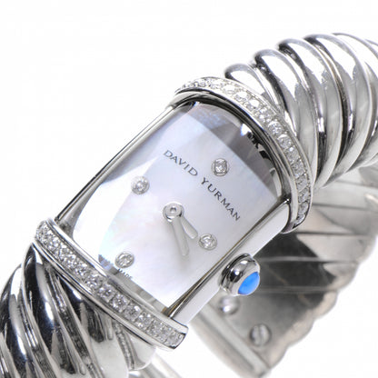 David Yurman Sterling Silver Diamond Bezel Mother of Pearl 19mm Waverly Quartz Watch 4 of 8
