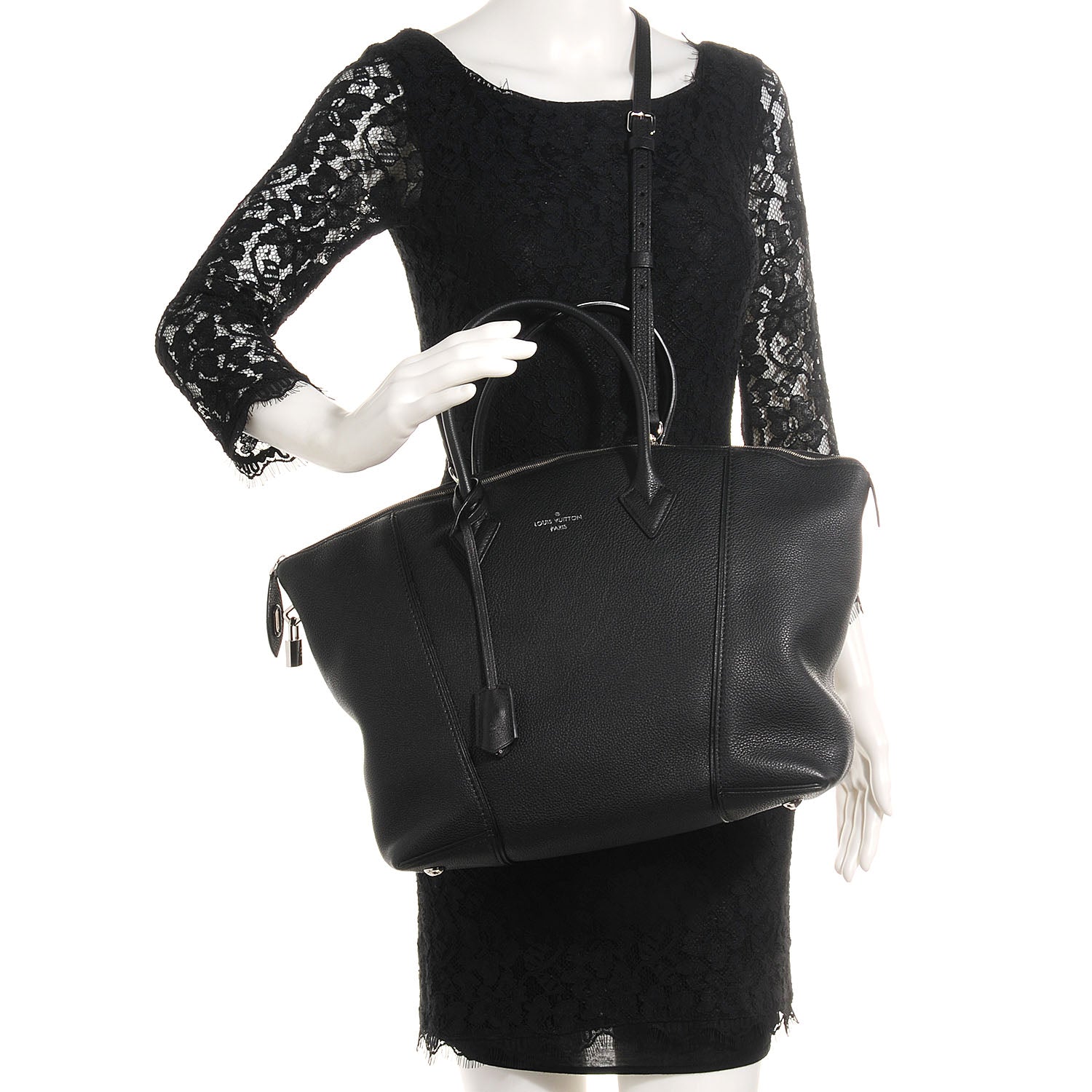 Louis Vuitton Veau Cachemire Soft Lockit MM Black 2 of 9