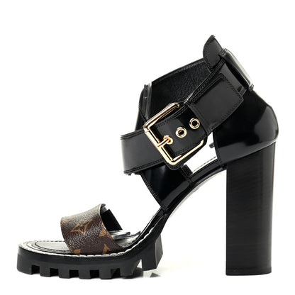 Louis Vuitton Glazed Calfskin Monogram Star Trail Sandals 41 Black 1 of 4