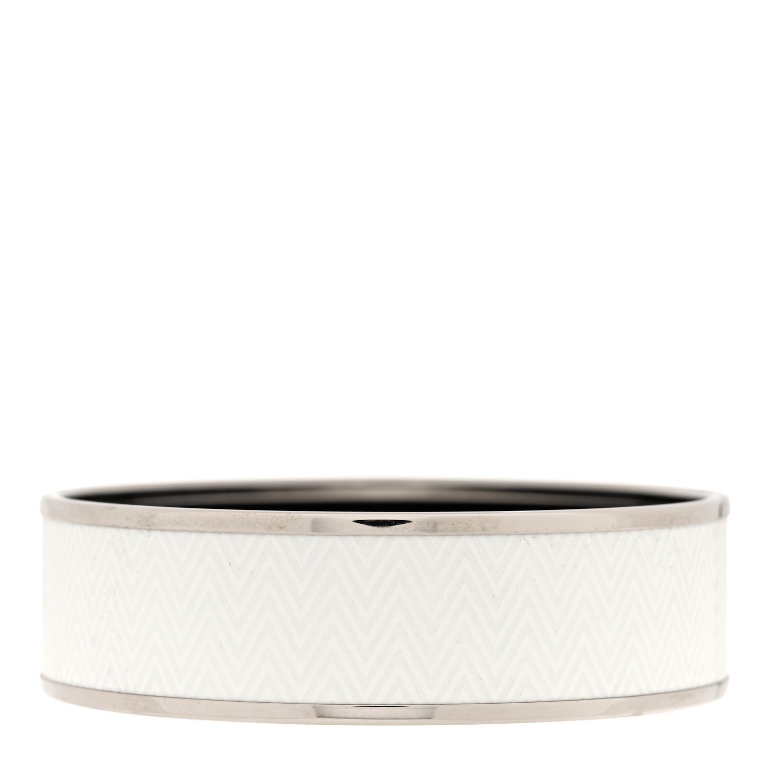 Hermes Enamel Printed Chevron Wide Bracelet 62 White 3 of 4