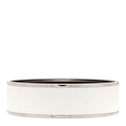 Hermes Enamel Printed Chevron Wide Bracelet 62 White 3 of 4