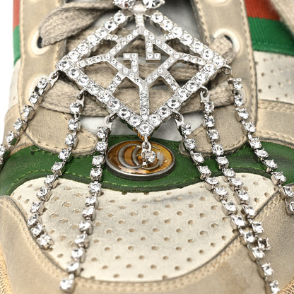 Gucci Nubuck Calfskin Web Removable Crystals Screener Sneakers 40 Dusty Milk New Mystic White 14 of 15