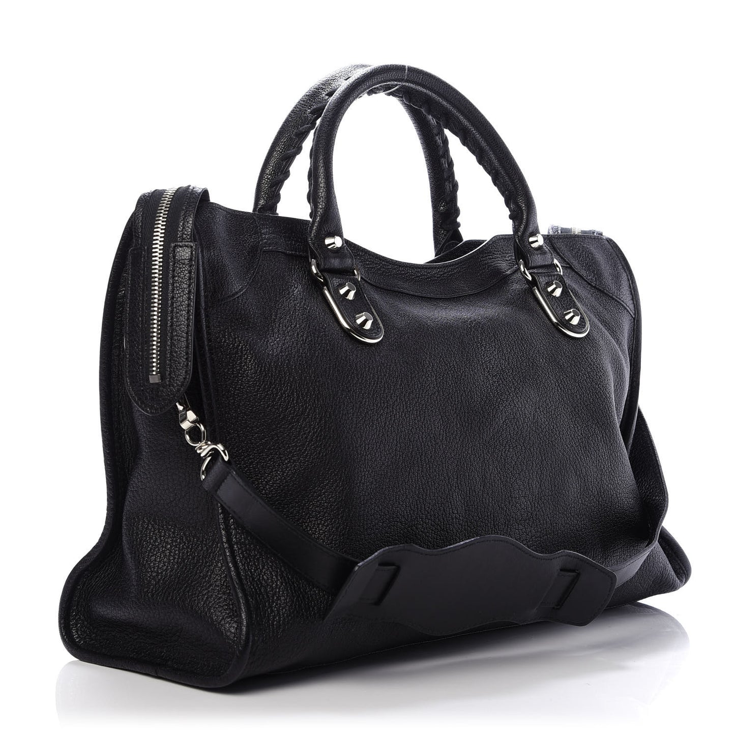 Chevre Silver Metallic Edge Hardware City Black