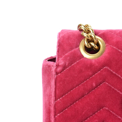 Gucci Velvet Matelasse Mini GG Marmont Shoulder Bag Light Raspberry Rose 12 of 12