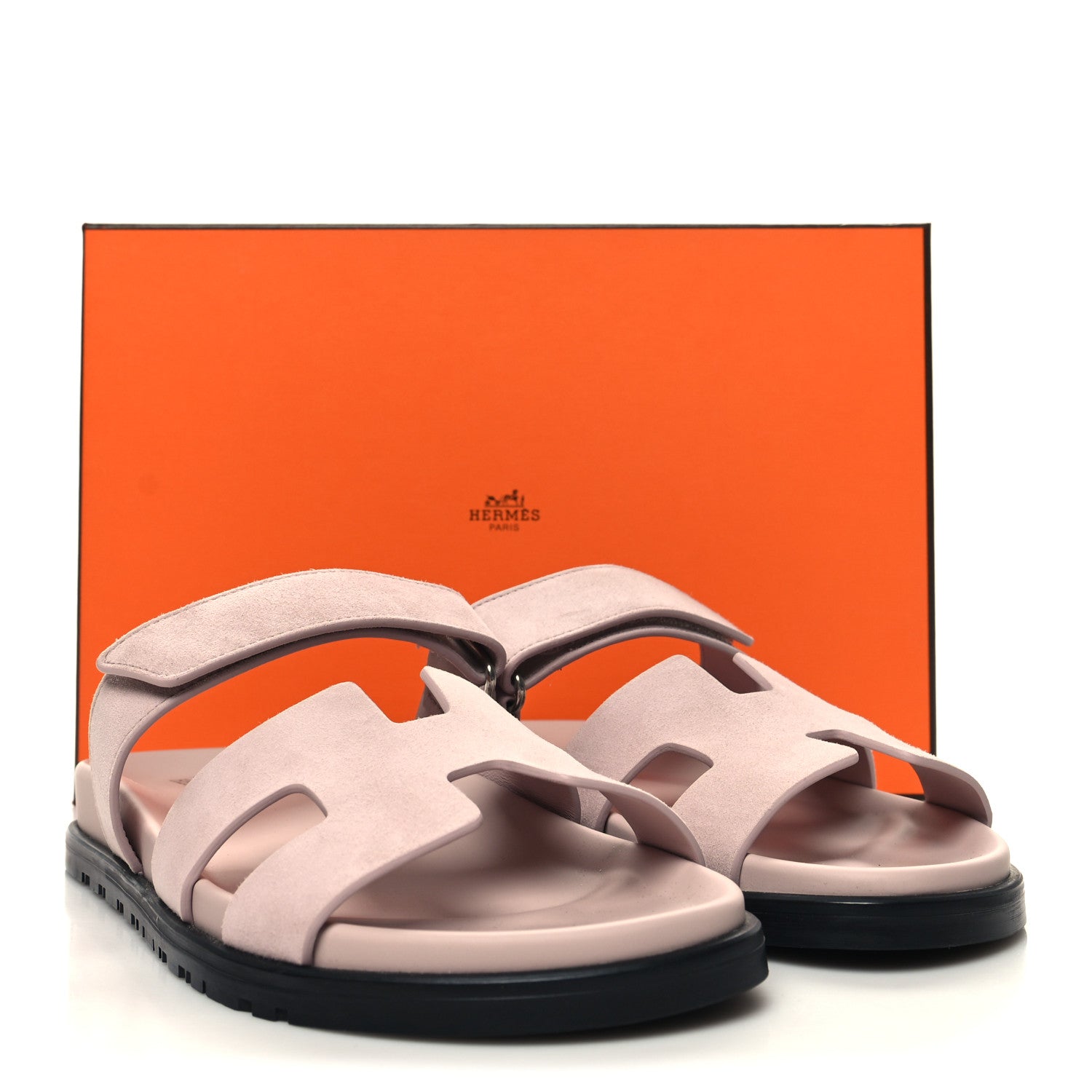 Hermes Suede Goatskin Womens Chypre Sandals 39 Rose Porcelaine 9 of 9