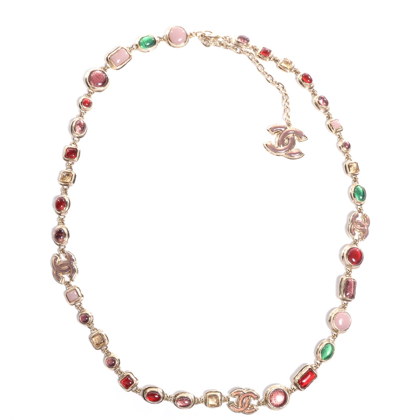 Gripoix Poured Glass CC Necklace Gold