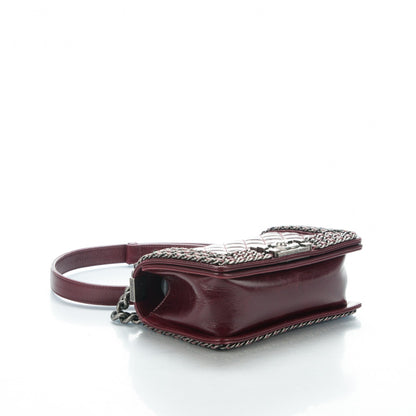 Chanel Glazed Calfskin Quilted Small Boy Chained Flap Burgundy 4 of 7