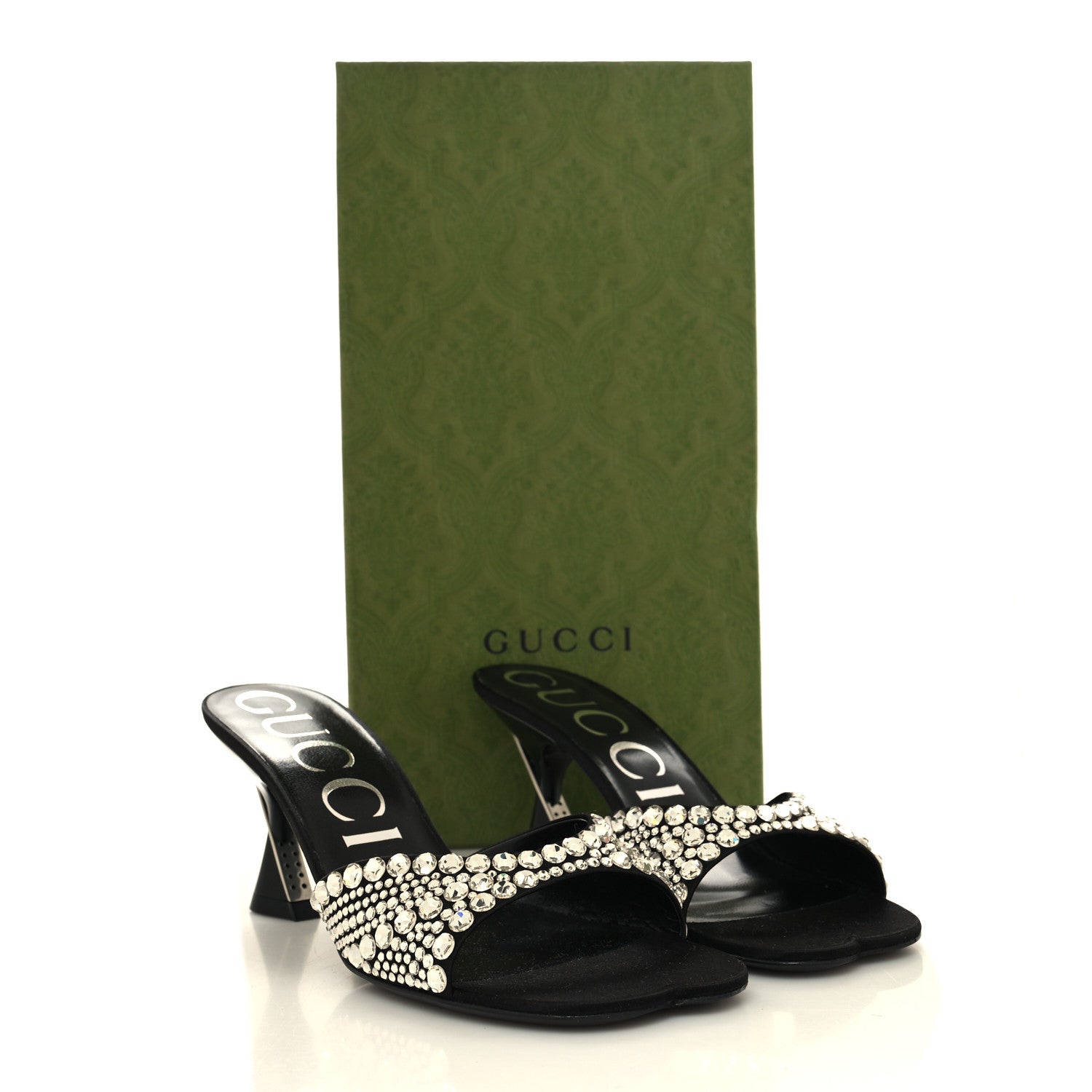 Gucci Satin Crystal 65mm Slide Sandals 37 Black 8 of 8