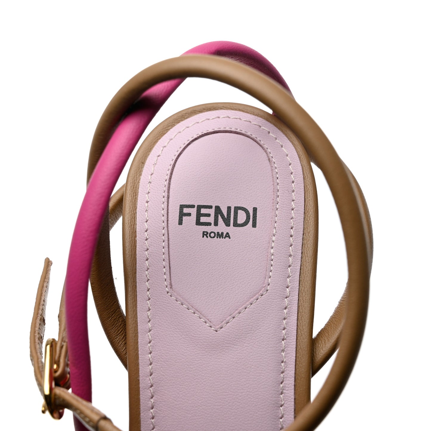 Nappa Metallic Ayers Fendi First 95mm Strappy Sandals 38 Rosa Geranio Albicocca