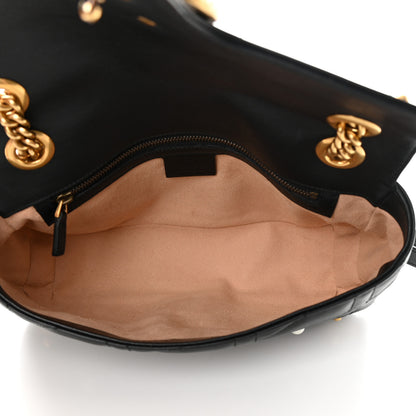 Gucci Calfskin Matelasse Studded Small Pearly GG Marmont Shoulder Bag Black 5 of 15