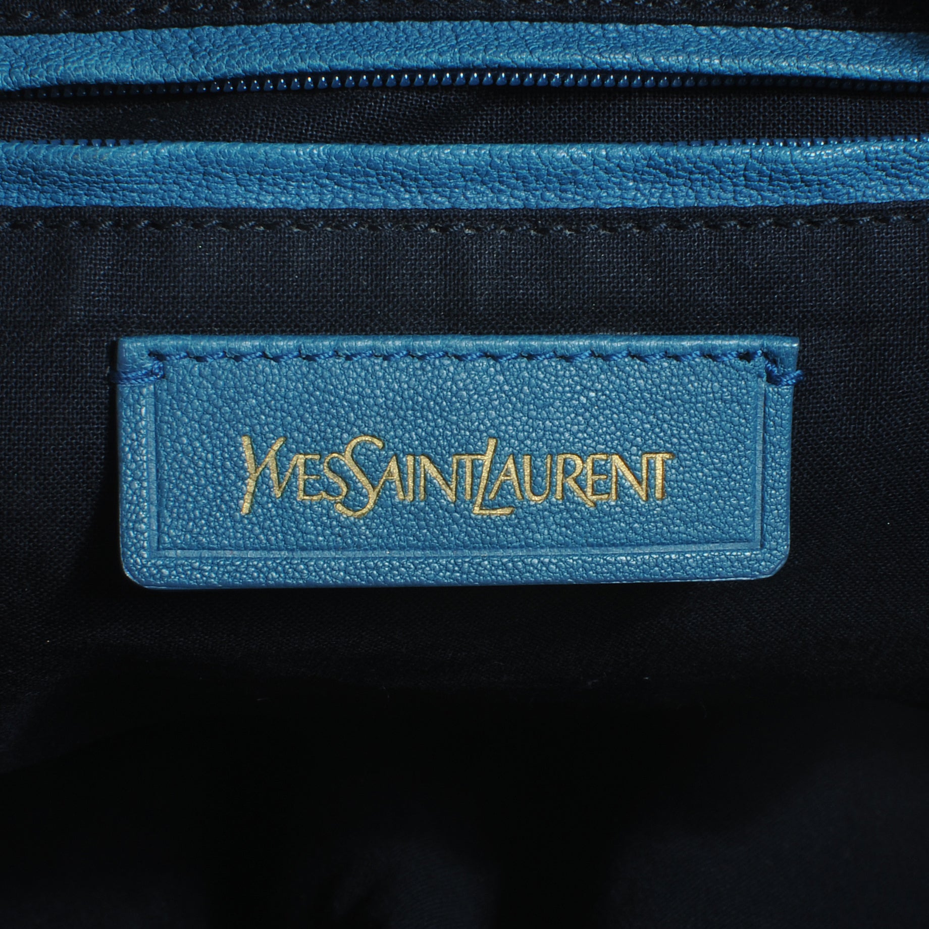 Saint Laurent Pebbled Leather Sac Bowly Blue 6 of 8