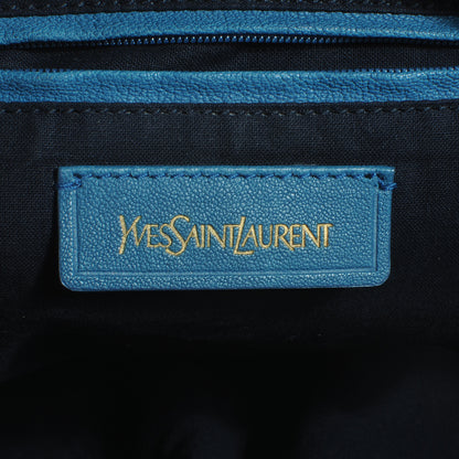 Saint Laurent Pebbled Leather Sac Bowly Blue 6 of 8