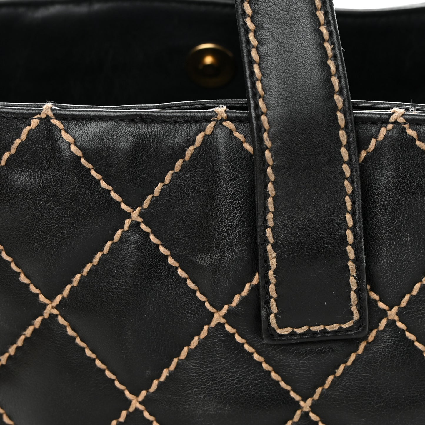 Calfskin Wild Stitch Large Tote Black