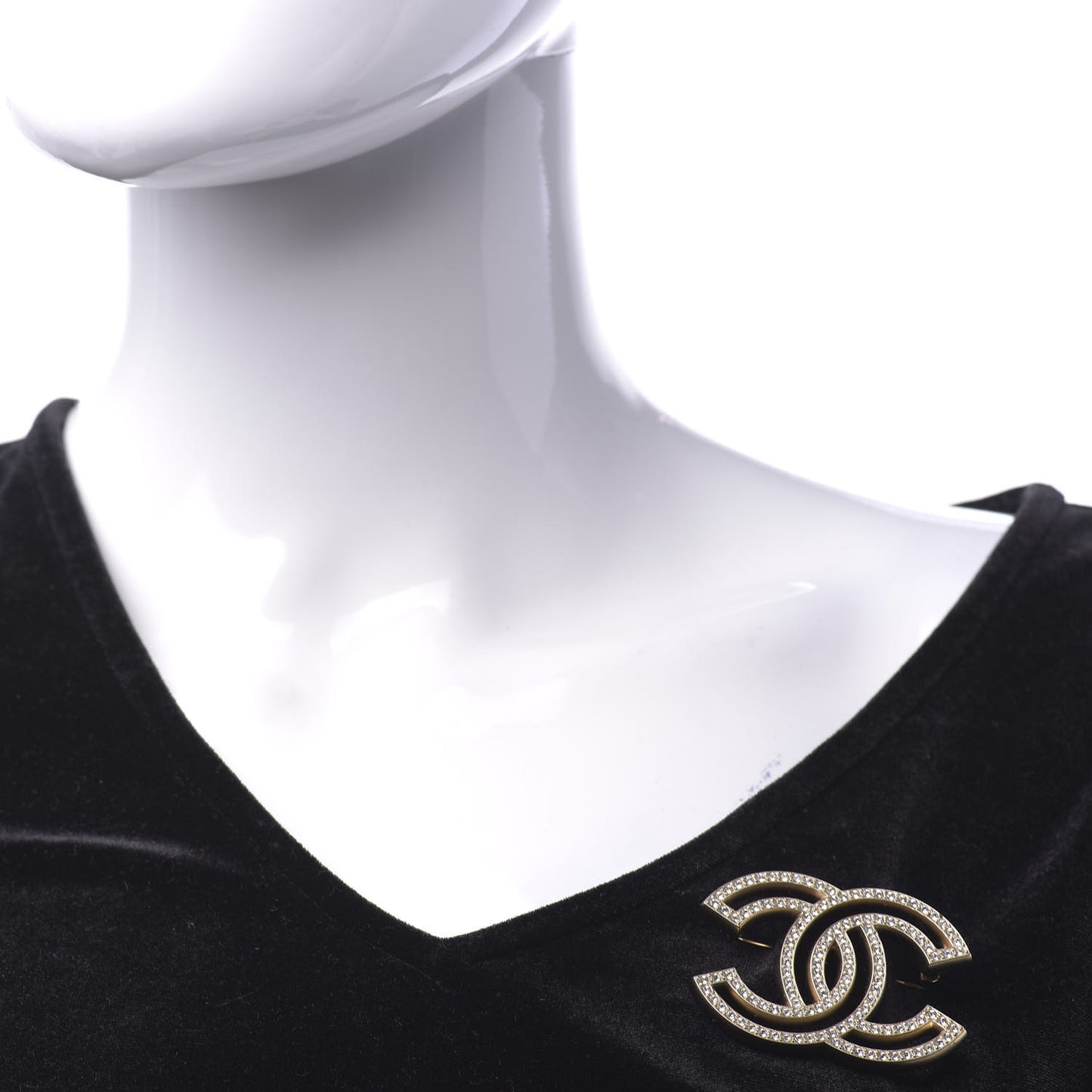Crystal CC Brooch Light Gold