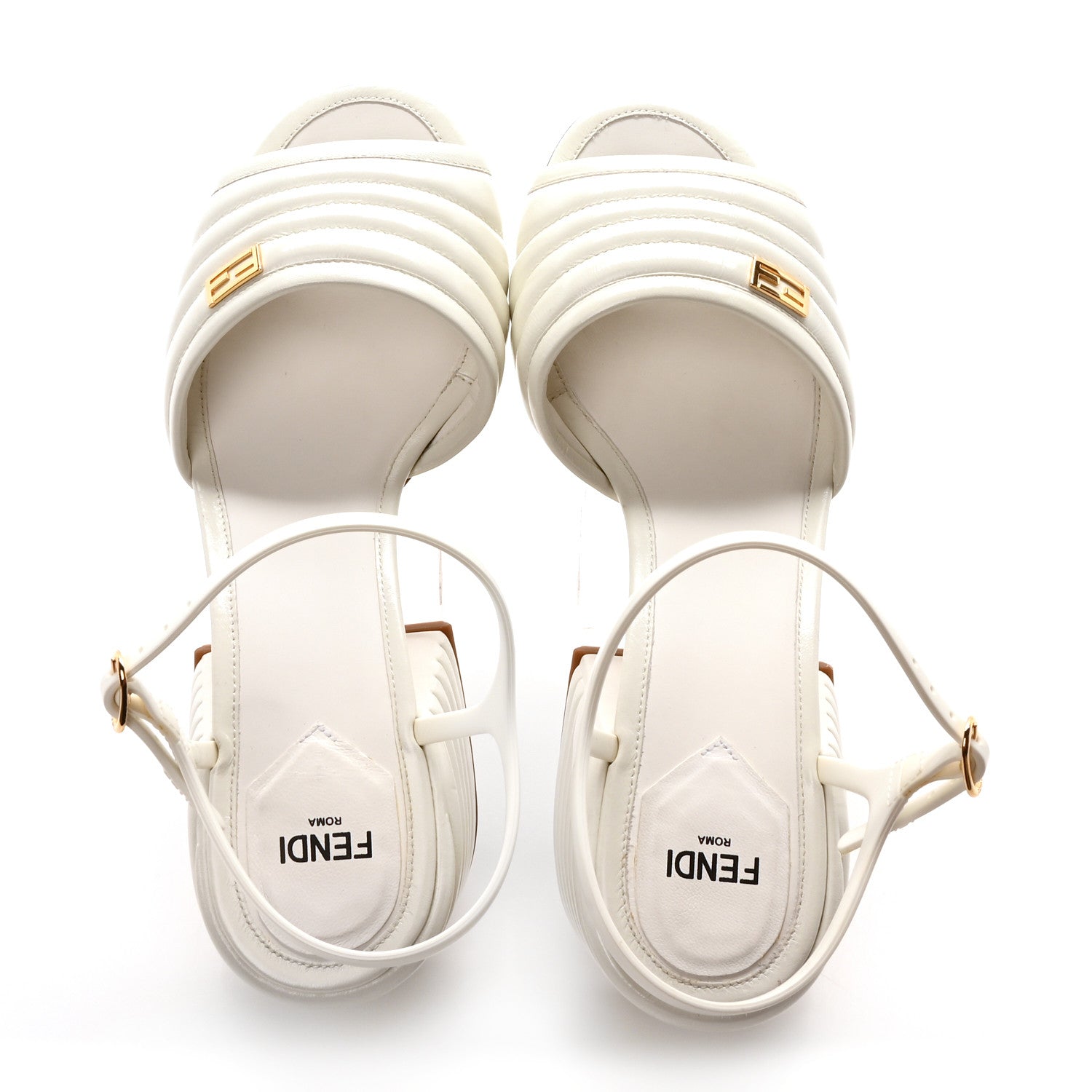Fendi Vitello Promenade Slingback Sandals 37 White 2 of 9