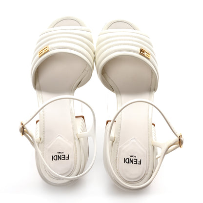 Fendi Vitello Promenade Slingback Sandals 37 White 2 of 9