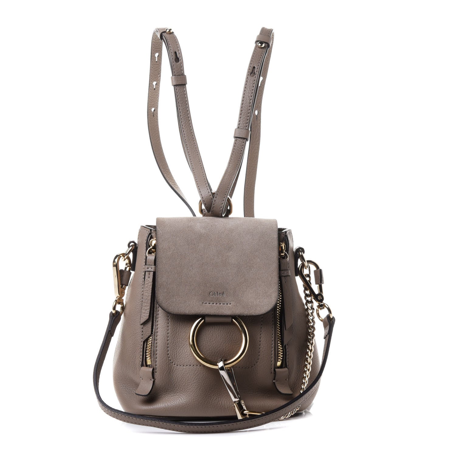 Chloe Suede Calfskin Small Faye Backpack Motty Grey 1 of 4
