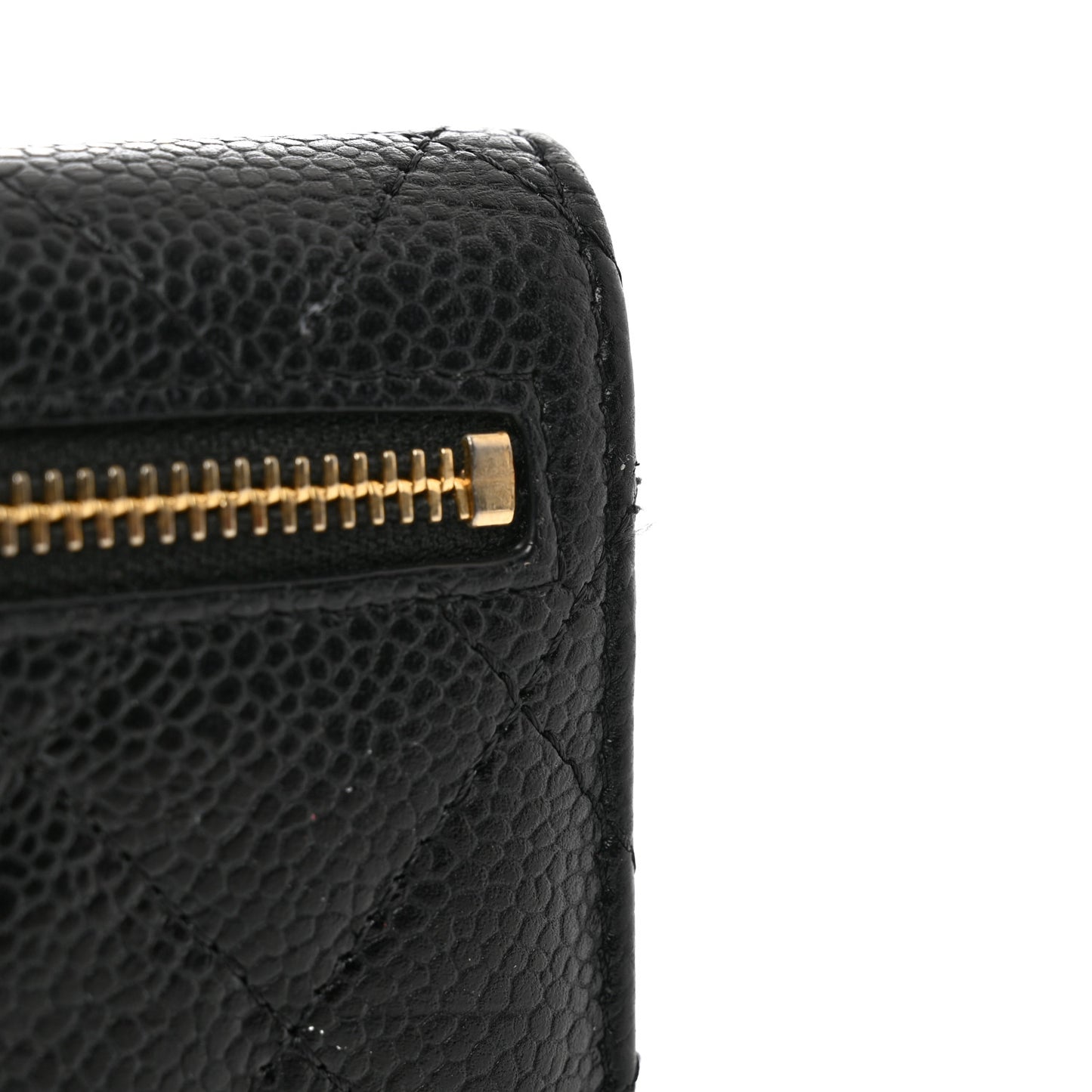 Caviar Quilted Compact Flap Wallet Black