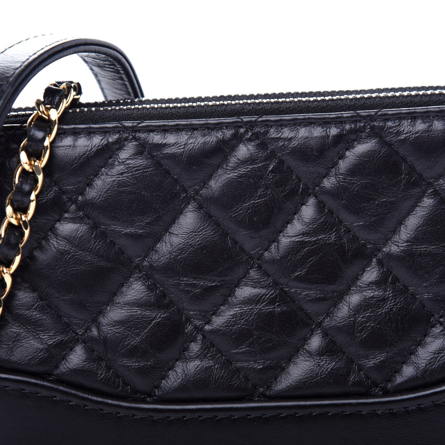 Aged Calfskin Quilted Small Gabrielle Clutch With Chain Black