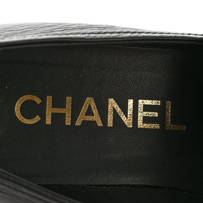 Chanel Shiny Calfskin Logo Loafers 38 Black 8 of 12