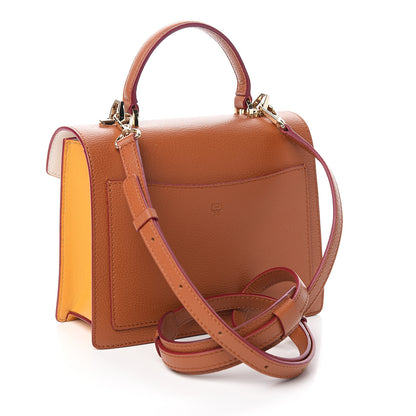 MCM Visetos Small Patricia Satchel Cognac White 2 of 9