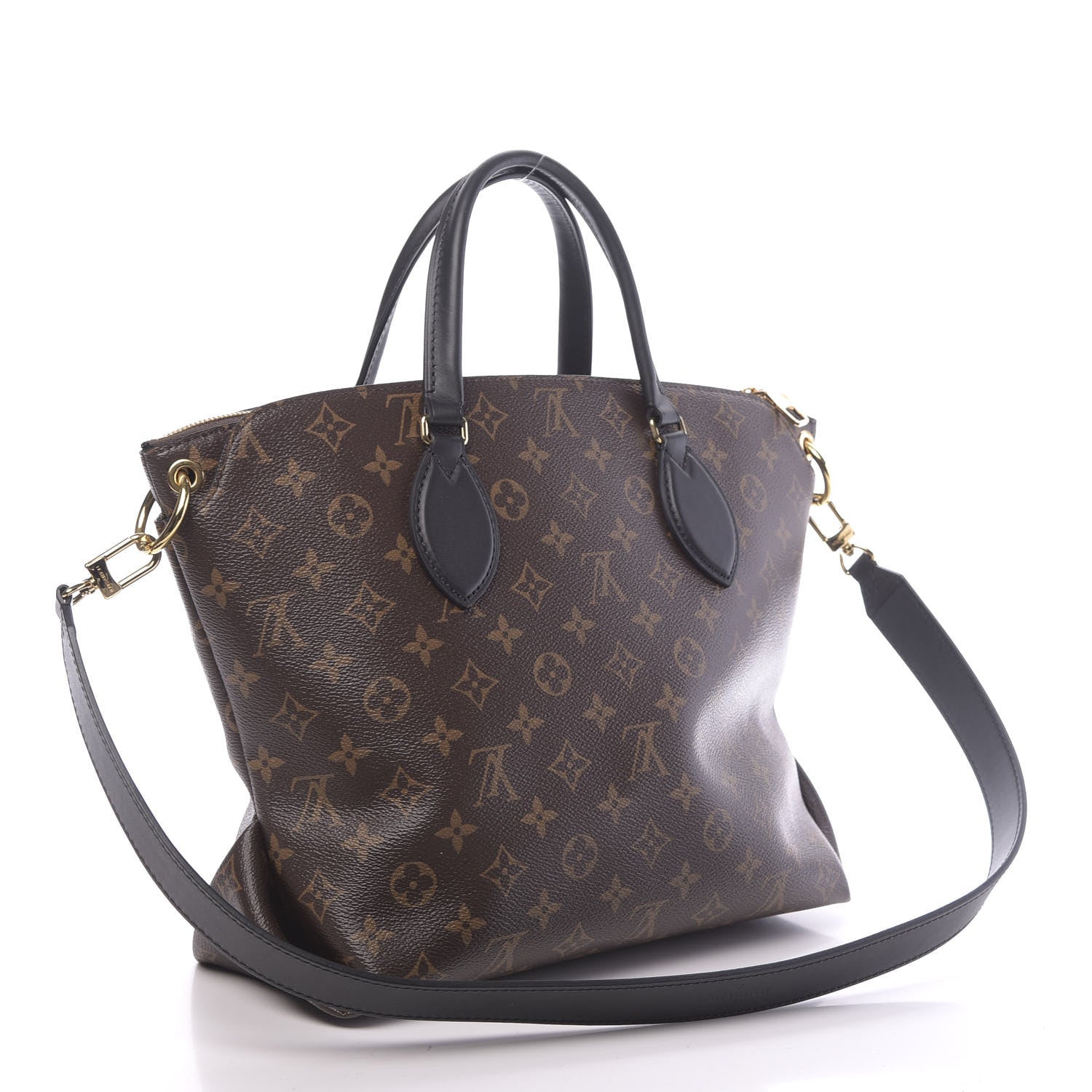 Louis Vuitton Monogram Flower Zipped Tote MM Black 3 of 9