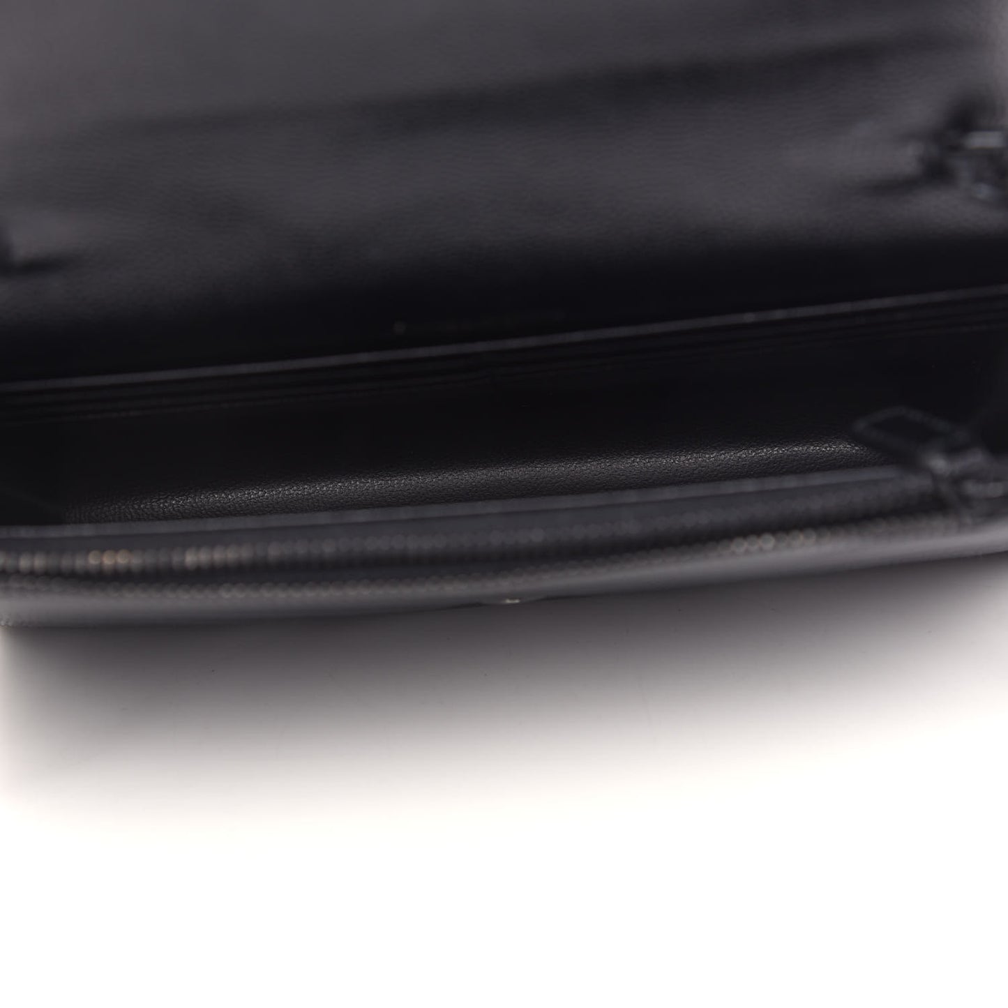 Grain De Poudre Matelasse Chevron Monogram Envelope Chain Wallet Black