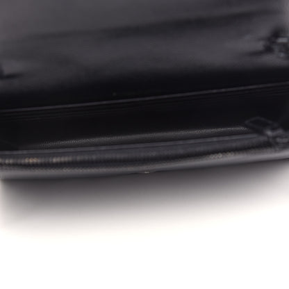 Saint Laurent Grain De Poudre Matelasse Chevron Monogram Envelope Chain Wallet Black 5 of 10
