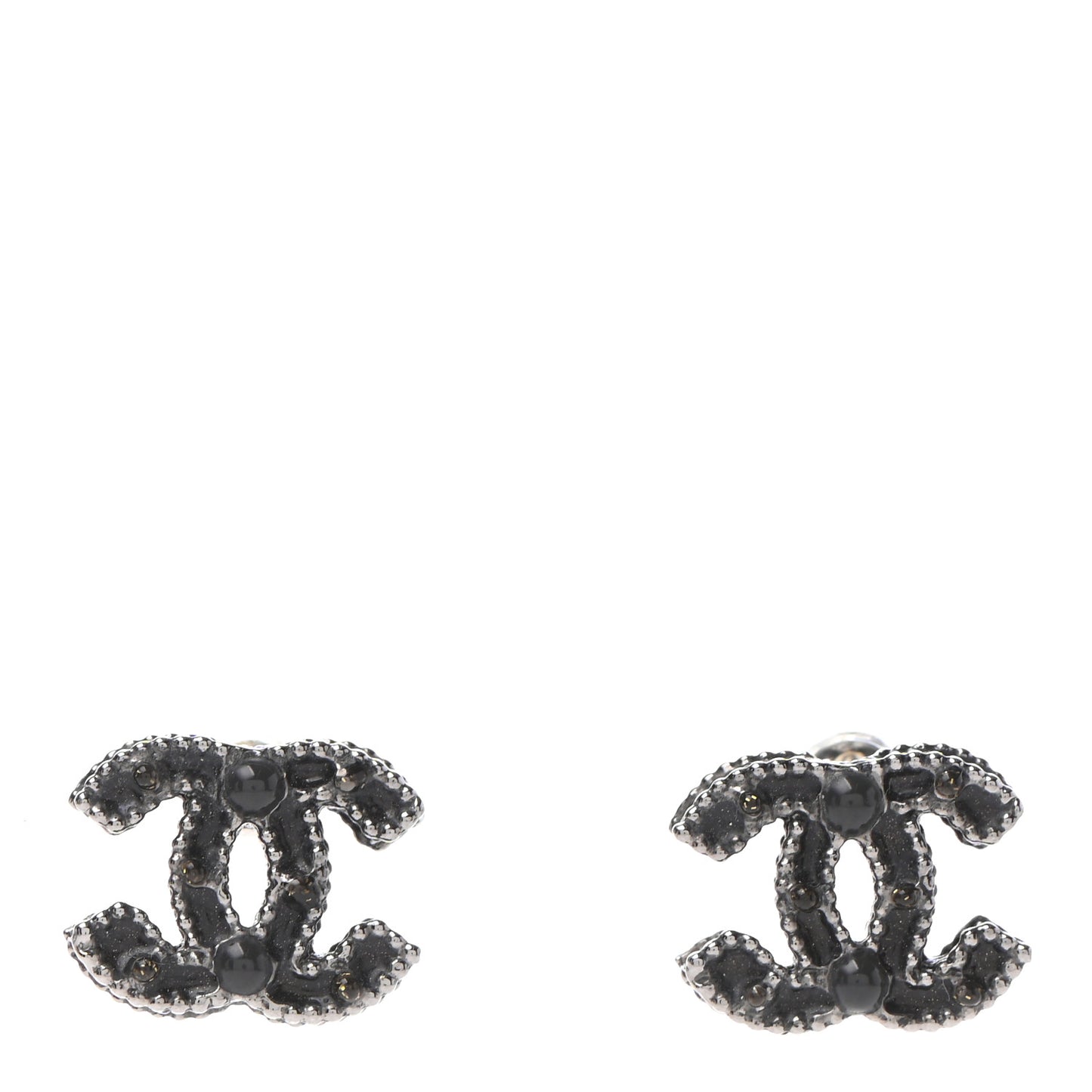 Ruthenium Enamel CC Earrings Black