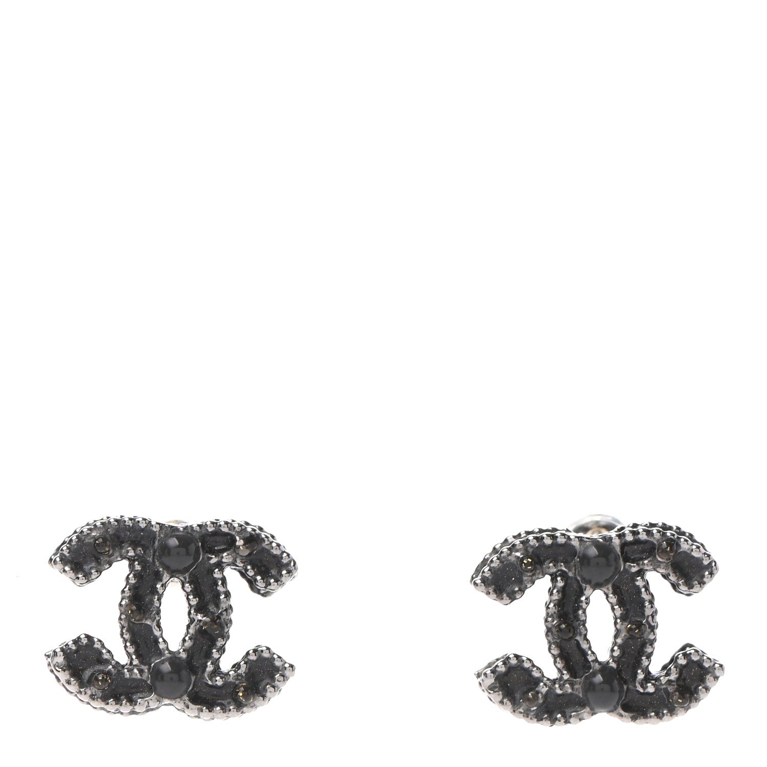 Chanel Ruthenium Enamel CC Earrings Black 1 of 4