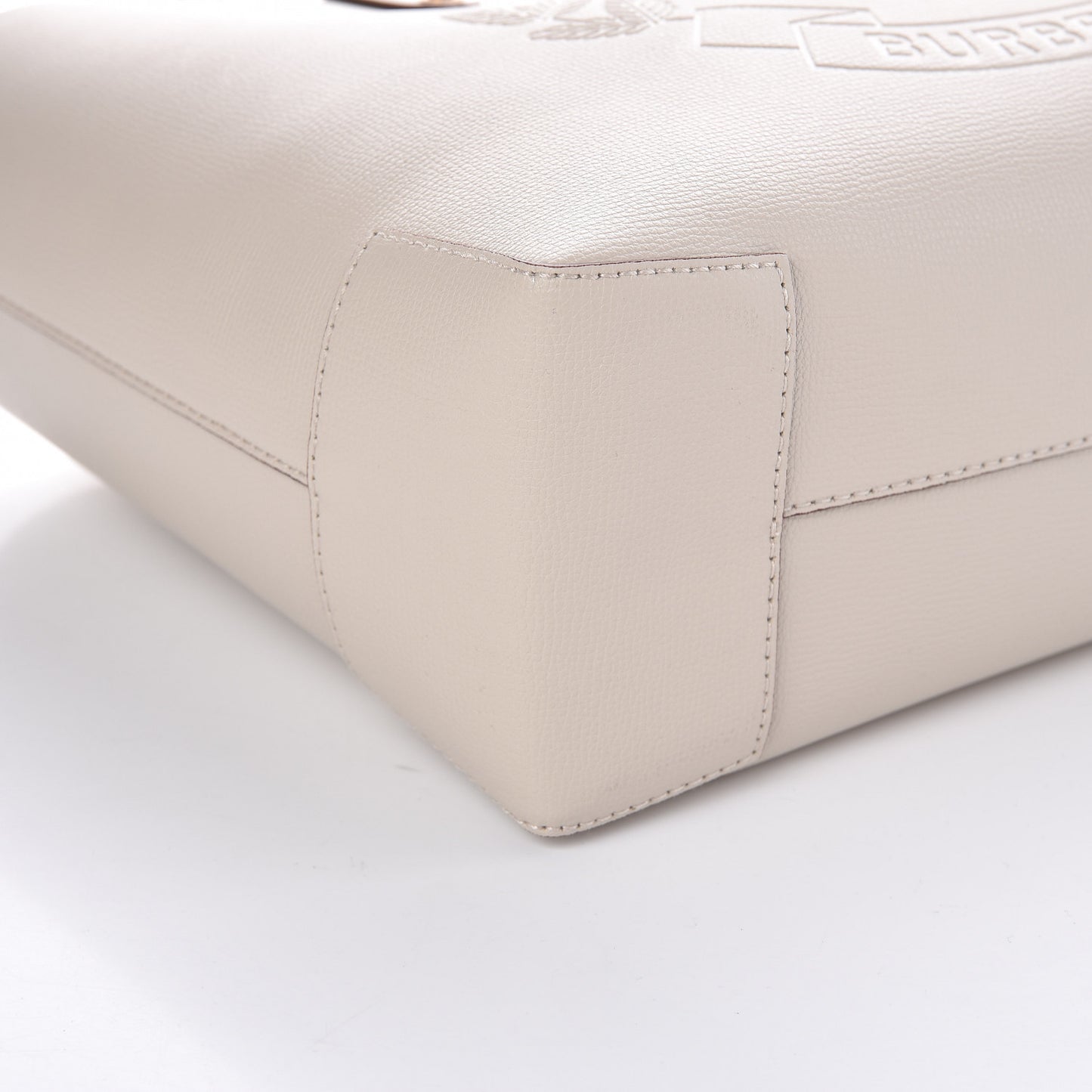 Calfskin Crest Embossed Small Tote Limestone