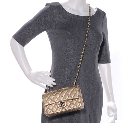 Chanel Metallic Washed Lambskin Quilted New Mini Flap Dark Gold Black 2 of 8