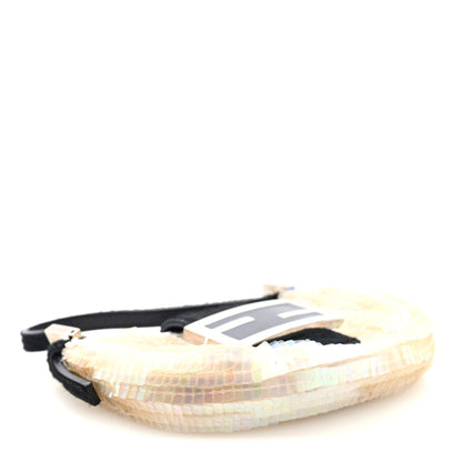 Fendi Sequin Paillettes Pony Hair Mini Half Moon Baguette Multicolor 4 of 9