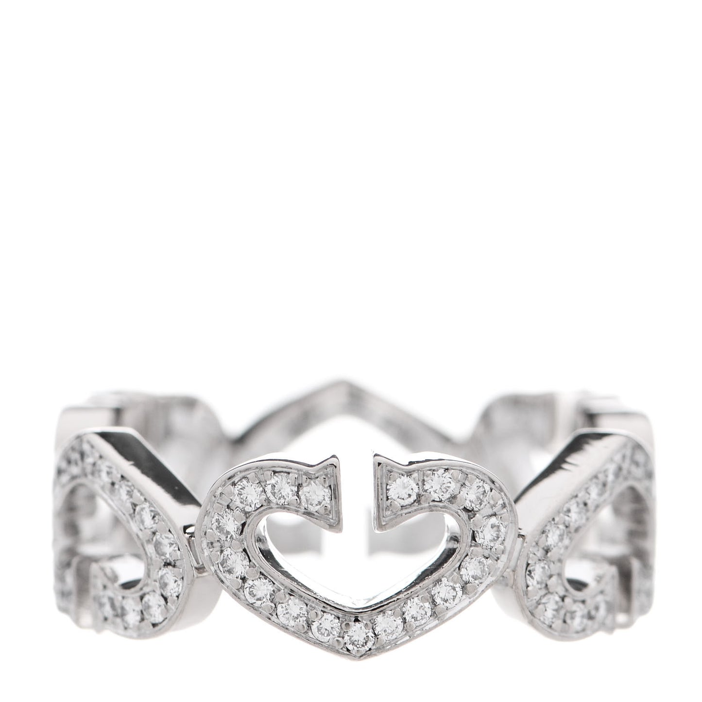 18K White Gold Diamond Hearts and Symbols Paved Ring 54 6.75