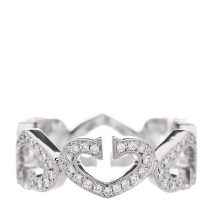 Cartier 18K White Gold Diamond Hearts and Symbols Paved Ring 54 6.75 1 of 6