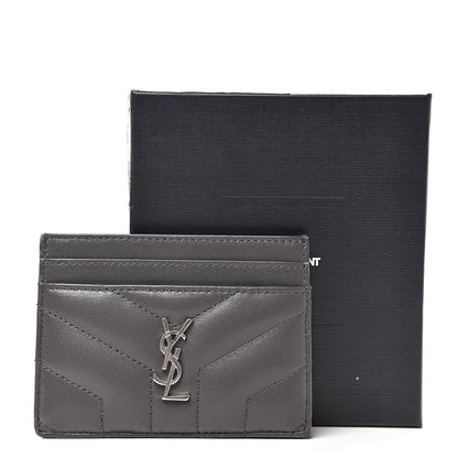 Saint Laurent Calfskin Y Quilted Monogram LouLou Credit Card Case Asphalt 7 of 7