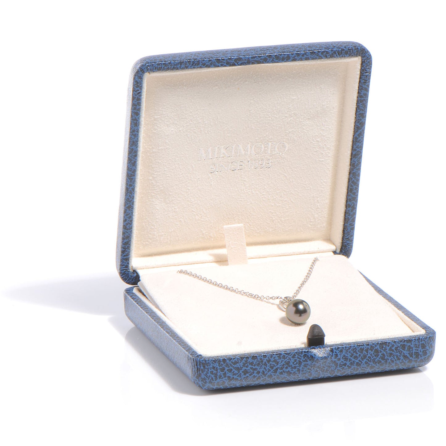 18k White Gold Diamond Black South Sea Pearl Pendant Necklace