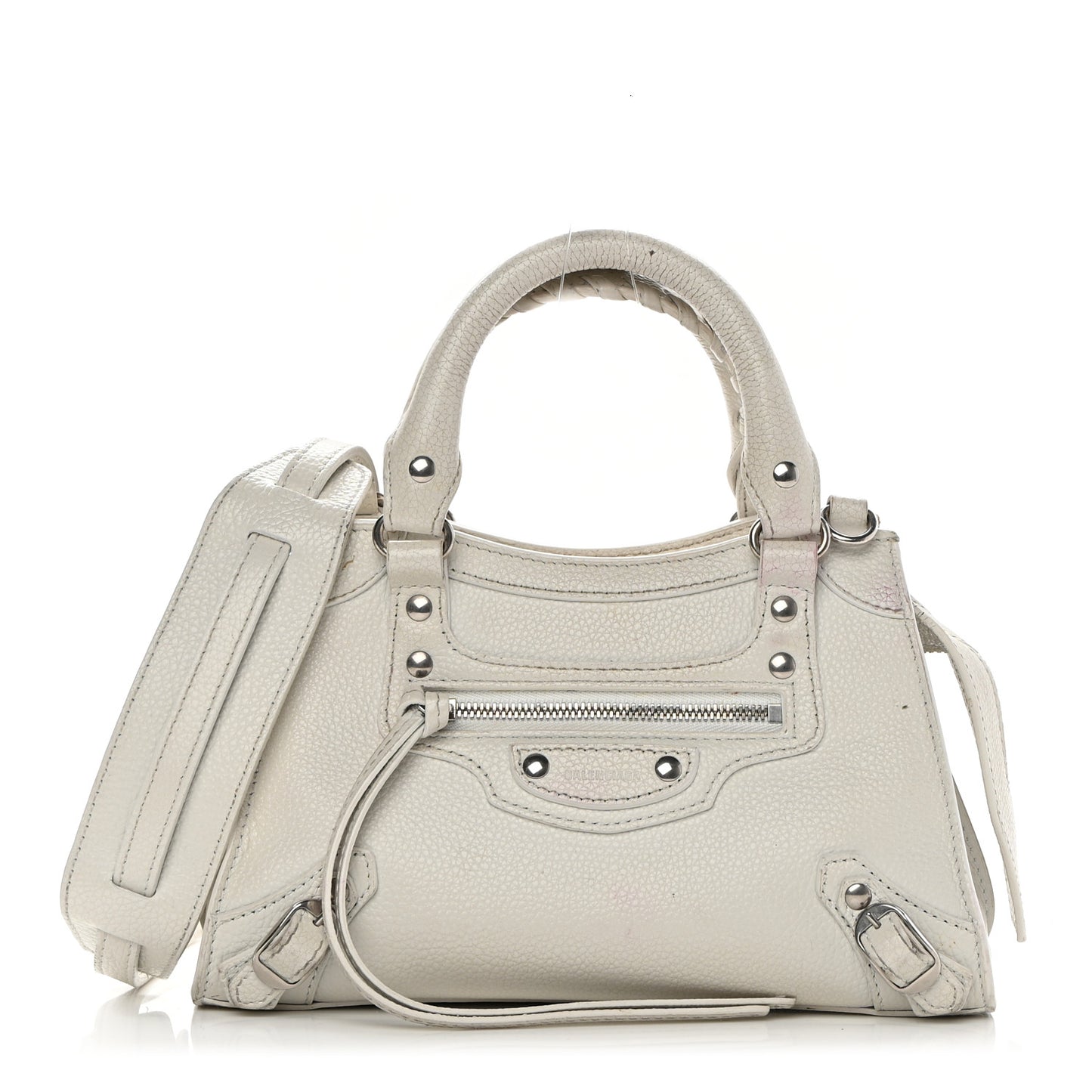Grained Calfskin Neo Classic Silver Hardware Mini City White