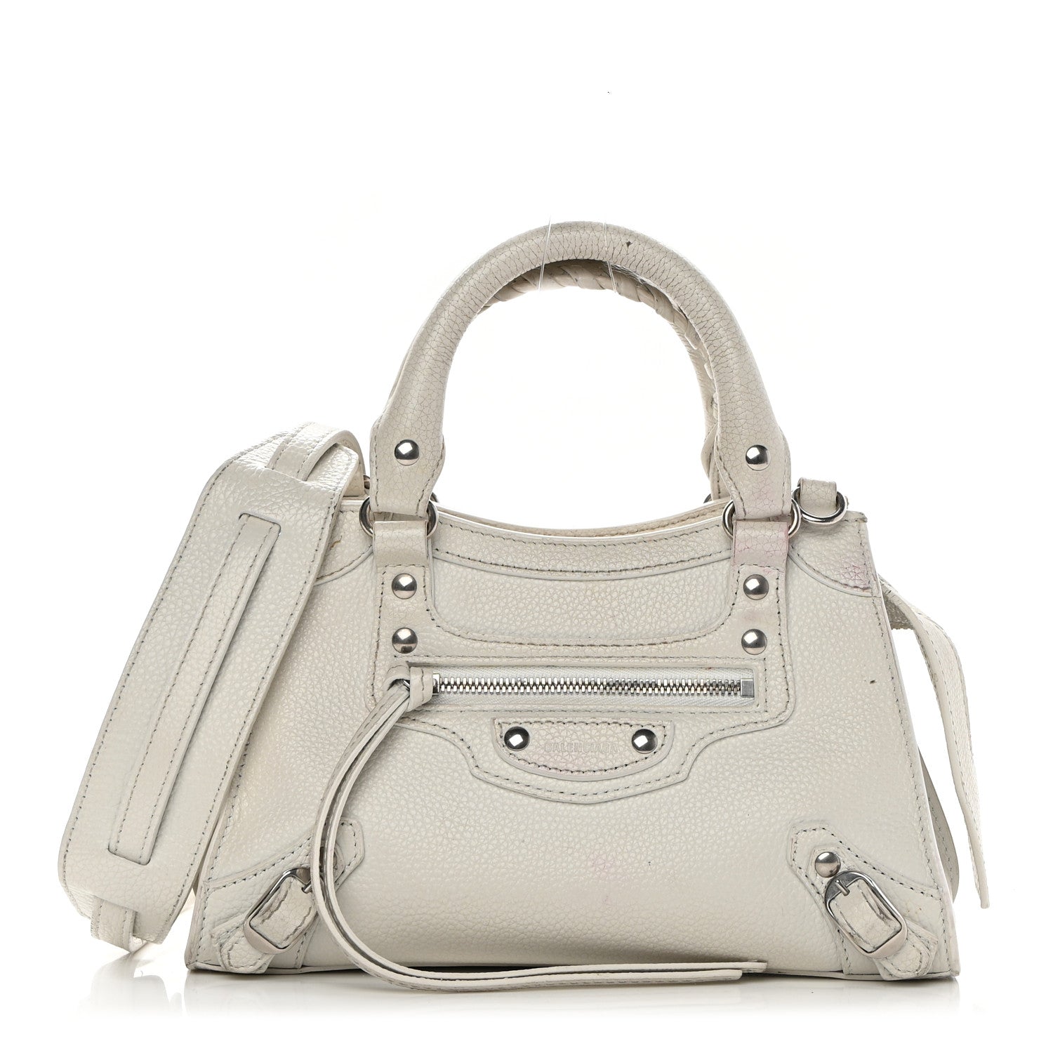Balenciaga Grained Calfskin Neo Classic Silver Hardware Mini City White 1 of 22