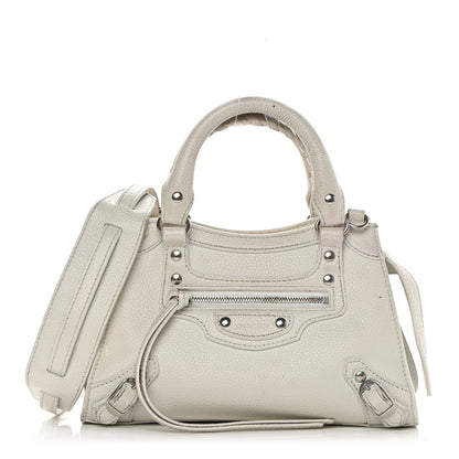 Balenciaga Grained Calfskin Neo Classic Silver Hardware Mini City White 1 of 22