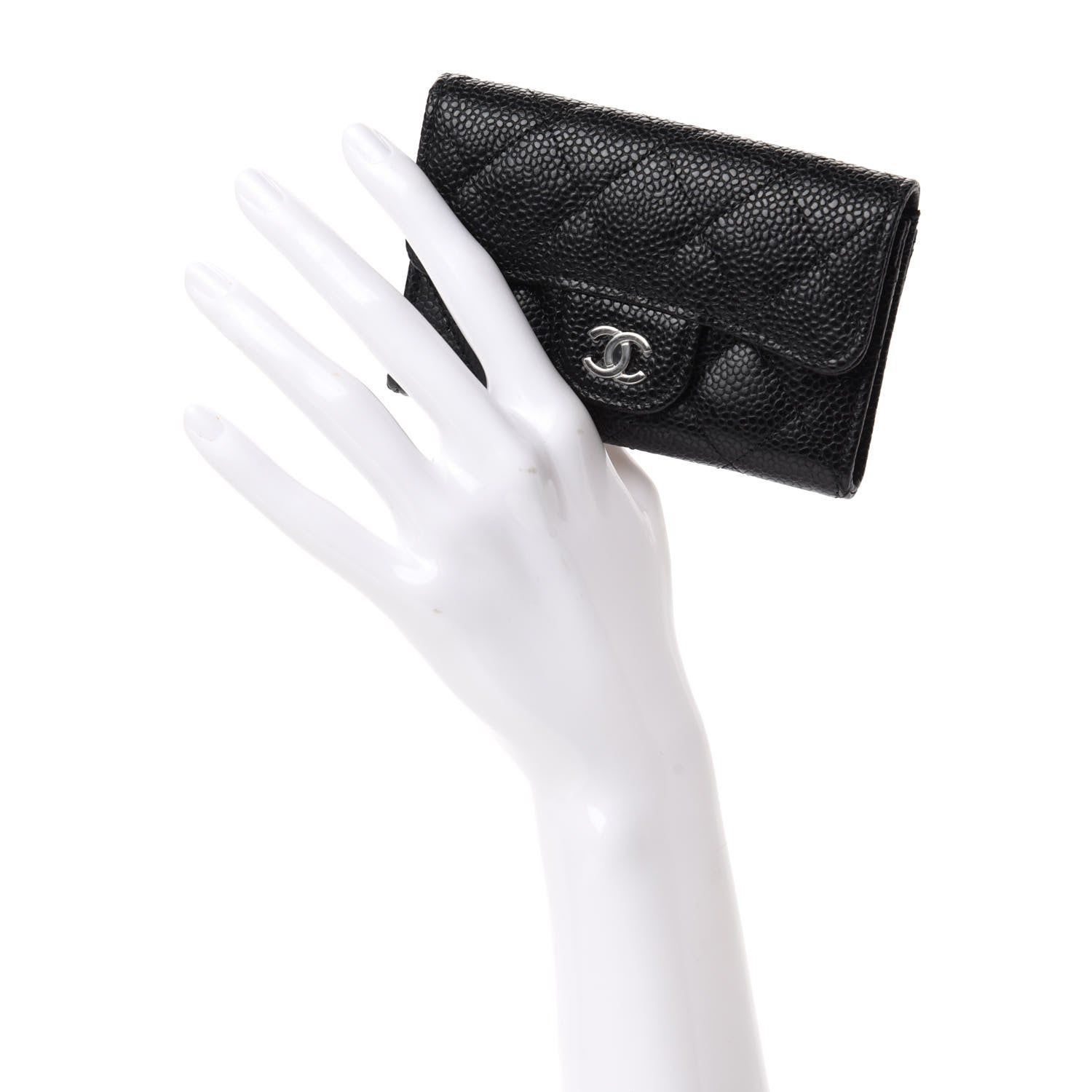 Chanel Caviar Quilted Flap Card Holder Wallet Black 2 of 9