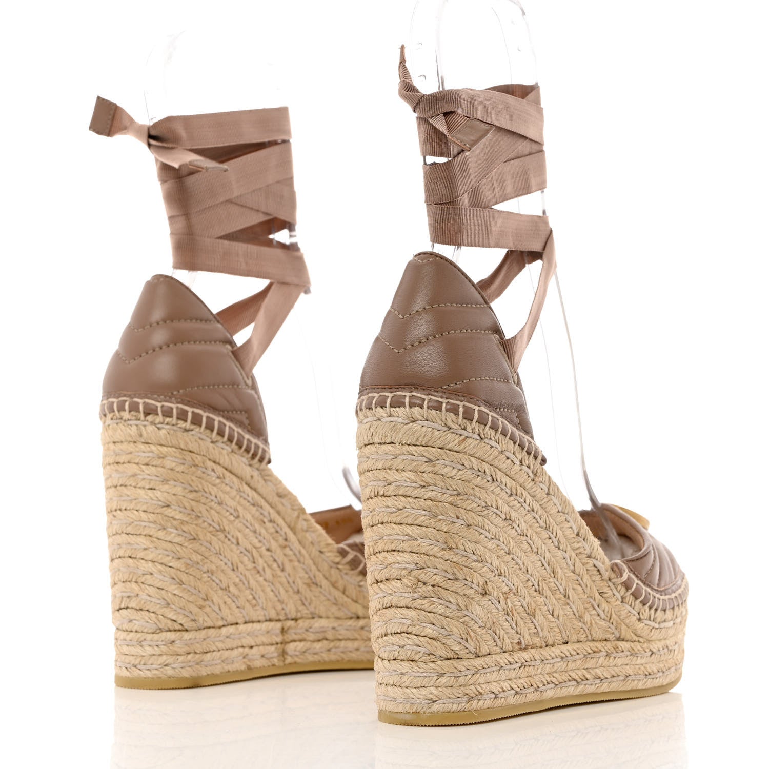 Gucci Nappa Matelasse GG Marmont Ankle Wrap Platform 35/120mm Espadrille Wedges 37 Porcelain Rose 4 of 10