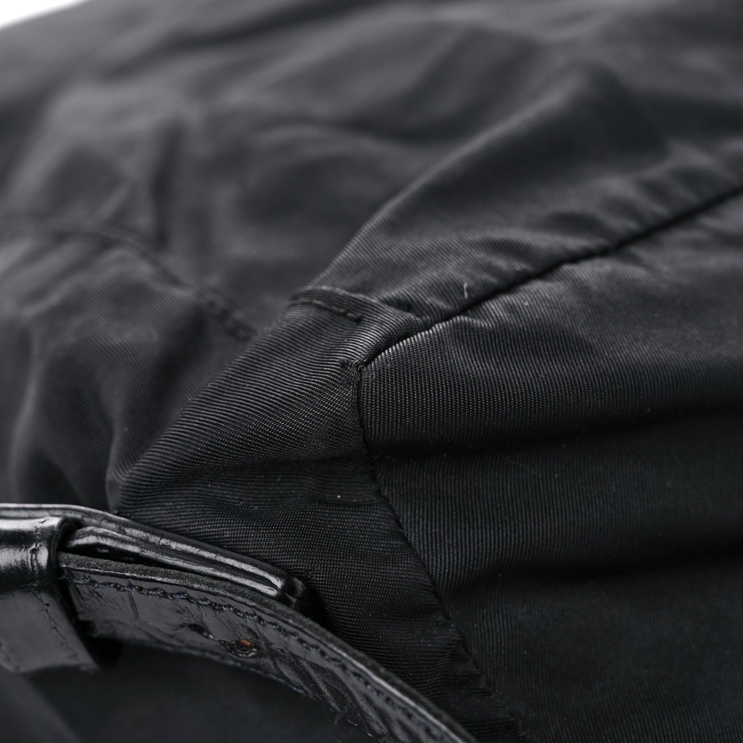 Tessuto Nylon Crocodile Embossed Calfskin Cinch Backpack Black
