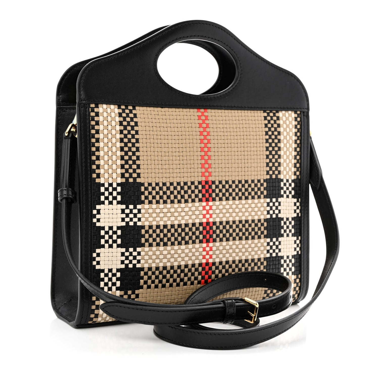 Calfskin Check Mini Pocket Bag Black