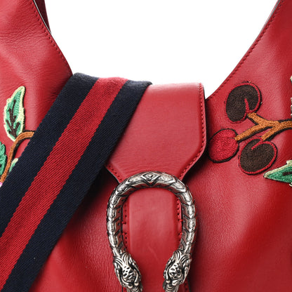 Gucci Calfskin Web Embroidered Medium Dionysus Hobo Hibiscus Red 8 of 14
