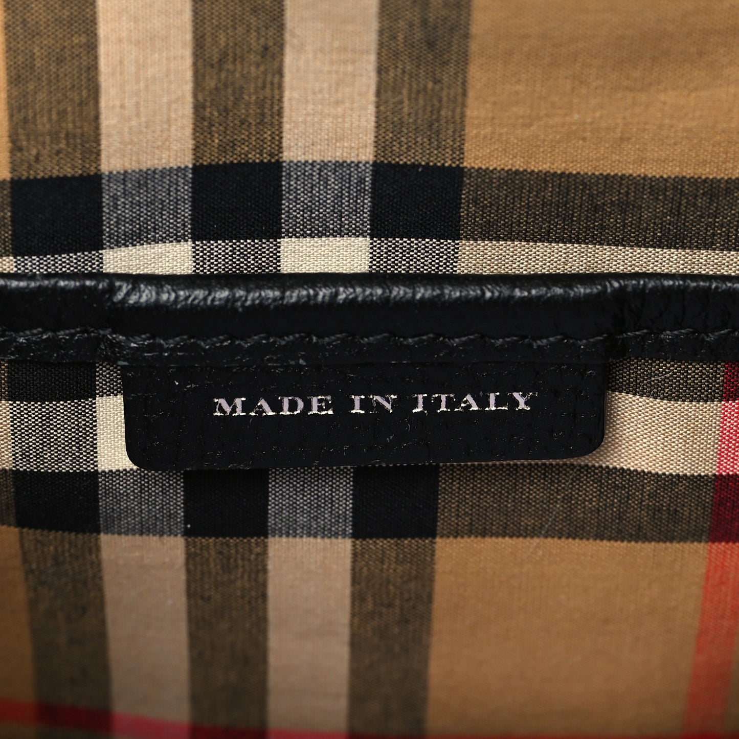 Grainy Calfskin Vintage Check Medium Banner Tote Black